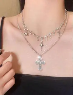 レディース ネックレス キラキラ ワンホン クロス 十字架