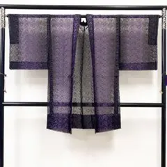 刺繍シルクオーガンジー 羽織やコートに 【紫根染◇ブラック】黒