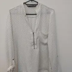ZARA BASIC ホワイトドット長袖シャツのサムネイル