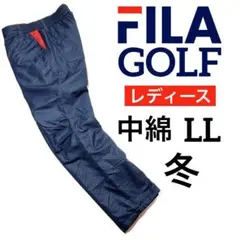 フィラゴルフ総柄防風防寒中綿パンツ LL（ネイビー系）