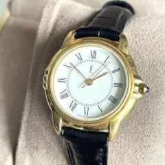 稼動品 YSL イヴサンローラン ゴールド アラビア文字 3針 ロゴ入り 