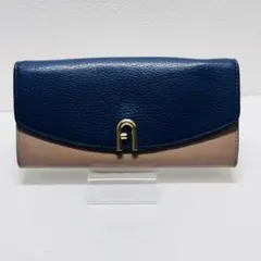 陽*マ様 【FURLA】長財布 レザー ブルー×グレージュ バイカラー
