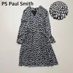 PS Paul Smith カシュクールワンピース 猫柄 総柄 長袖 40サイズ