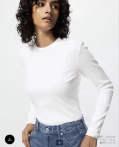 UNIQLOユニクロソフトリブクルーネックt長袖 ホワイト新品未使用タグつき