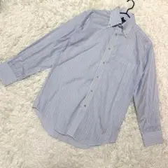 CHRISTIAN ORANI ダブルボタンシャツ　ストライプ　コットン　ブルー