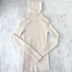 エクストラファインメリノリブタートルネックセーター