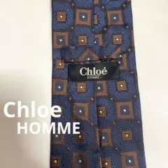 【極美品】Chloe HOMME ネイビー シルク ネクタイ　レトロ　ビジネス