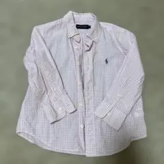 Ralph Lauren ベビーキッズ100cm 長袖シャツ ピンク・白チェック