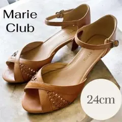 Marie Club レザー サンダル 24cm アンクルストラップ ブラウン