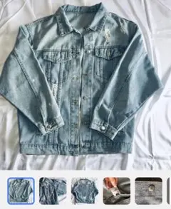 美品　メンズデニムジャケット ダメージ加工