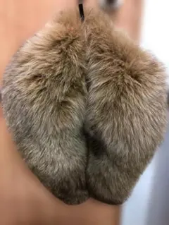 美品 リアルファー ブラウン ショール 長さ約100cm　最大幅17cm