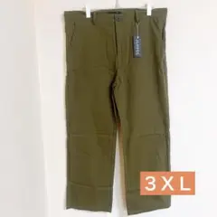 ズボン メンズ チノパン 通気性 無地 コットン イージーパンツ グリーン3XL