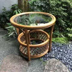 橋之口籐工芸工房】ハンドメイド ラタンサイドテーブル - メルカリ