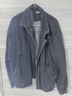 ダークグレー デニムジャケット ジップアップ