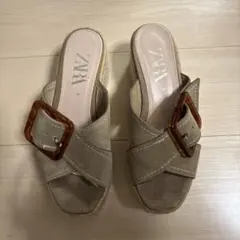 ZARA スエード クロスストラップサンダル 36