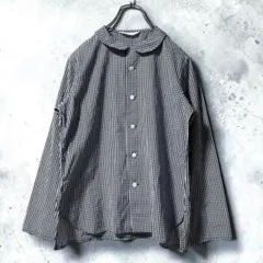 ❤️ラウンドカラー❤️homspun ホームスパン ギンガムチェックシャツ ブラウス