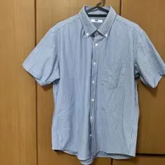 ユニクロ　ドライノンアイロンジャージーシャツ（半袖）　Lサイズ　ストライプ