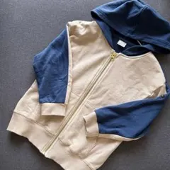プティマイン バイカラー裏毛ジップパーカー 綿100 薄手アウター 春