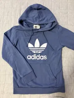 adidas ブルー フード付きパーカー 160センチ(メンズS)
