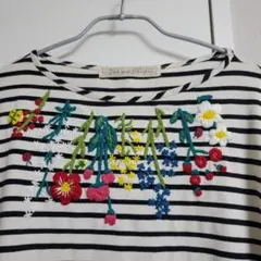 Dot and Stripes　花刺繍　ボーダーTシャツ　半袖のサムネイル