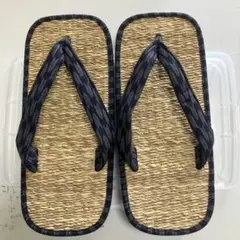 ネイビー 草履 わら素材 ストラップ付き