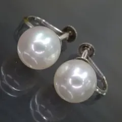 プラチナ pt900 大粒天然あこやパール8.3mm本真珠 シンプル イヤリング