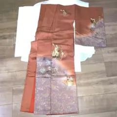 【しつけ糸付き訪問着】 付け下げ 紗綾形地紋 金彩刺繍　綸子 ぼかし染めのサムネイル