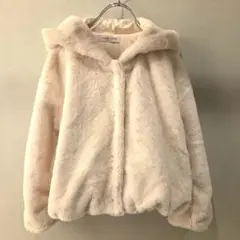 【美品】mezzo piano ファージャケット S クリーム色アイボリー140