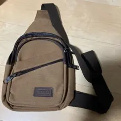 ブラウン キャンバス ショルダーバッグ