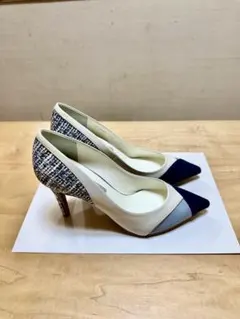 DIANA ハイヒール 23.5cm ホワイト/ネイビー