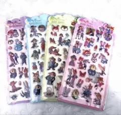 4枚セット　ズートピア　ステッカー　3Dシール　ボンボンドロップシール風