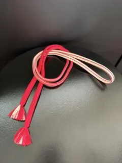 帯締め 平組 赤 白 ストライプ 美品 振袖 成人式 訪問着 フォーマル 126