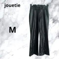 【jouetie】フェイクレザー フレアパンツ ブラック M フロントスリットのサムネイル
