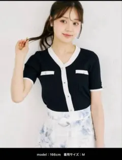 接触冷感　tocco closet バイカラー 半袖ニット プルオーバーのサムネイル