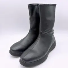 【美品】UNIQLO:C 23.5 ストレッチショートブーツ サイドジップ 厚底
