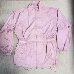 【美品】レディース レインウェア 上下セット ピンク L 収納袋付　カッパ 雨具