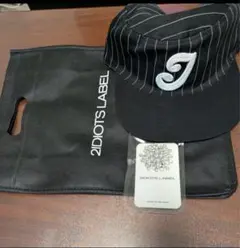 2IDIOTS LABEL ブラックストライプキャップ pillbox cap