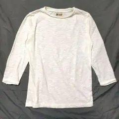 【チャオパニック】 七分袖カットソー ホワイト　ミックス織り　Tシャツ M
