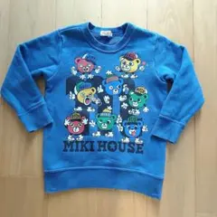 ぐんじょう色　100　ミキハウス　プッチーくん　トレーナー　バックプリント有り