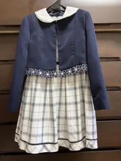 フォーマルジャケット＆ワンピースセット【130cm】紺＆白 入学式 発表会