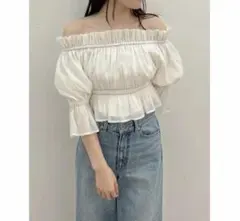 マーキュリーデュ2WAYオフショルシャーリングブラウス