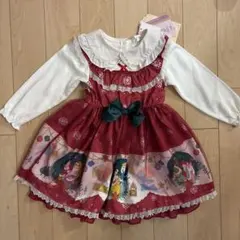 ディズニープリンセス柄 赤ワンピース 長袖新品95cm