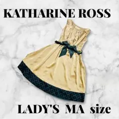 KATHARINE ROSS ノースリーブワンピース ゴールド リボンMAサイズのサムネイル