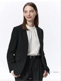 GU ウォッシャブルストレートパンツ M & ノーカラージャケット S 黒