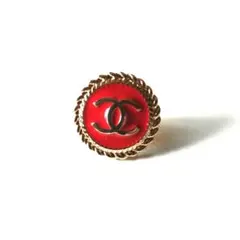 ヴィンテージChanel ブローチピンボタンレッドゴールド