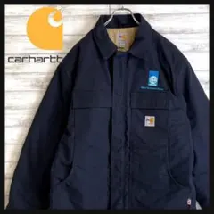 貴重size カーハート　carhartt トラディショナルジャケット　ネイビー Carhartt カーハート ダックジャケット 古着 ネイビー XL サイズ