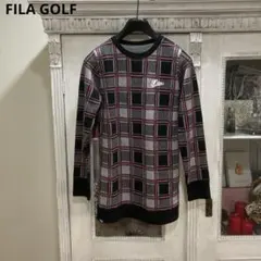 FILA GOLF フィラゴルフ ニット セーター S ブラック チェック柄