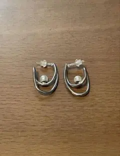 シルバー フープピアス パール付き 結婚式 ウエディング