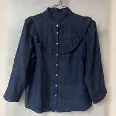美品。DEICY チェックフリルブラウス　日本製