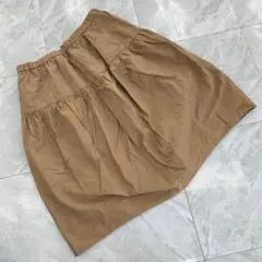 BEARDSLEY ギャザー ミディアムスカート ベージュ コットン サイズF